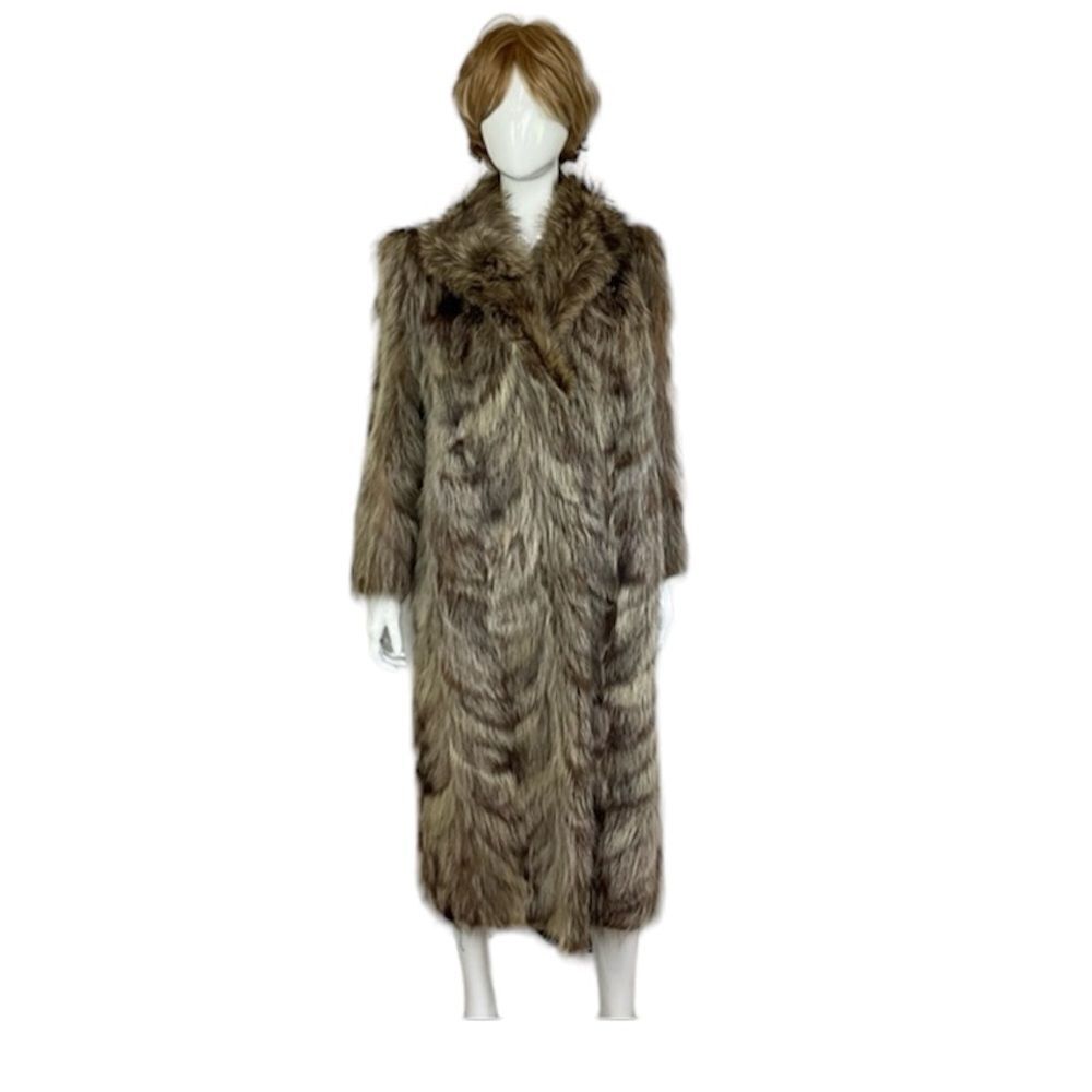 Harpers Furs Vintage 1980’s Real Fox Fur Long Coat Jacket Brown M